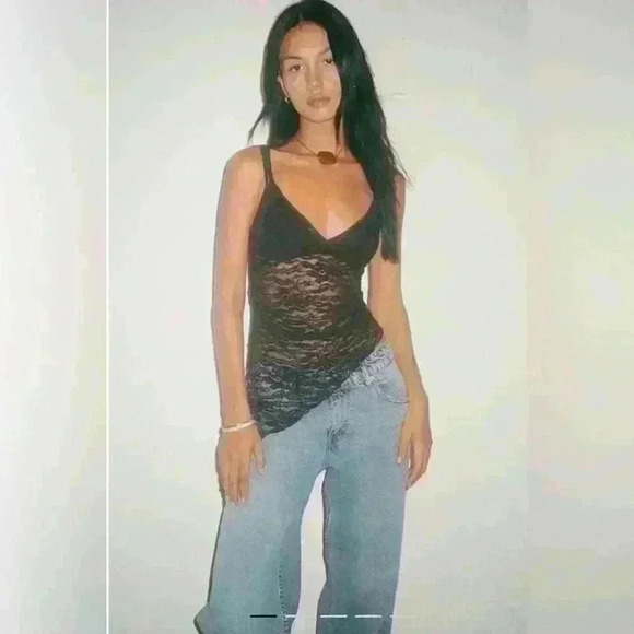 Motel Kasha Asymmetric Top Lace Jet Black XXS - Picture 1 of 6